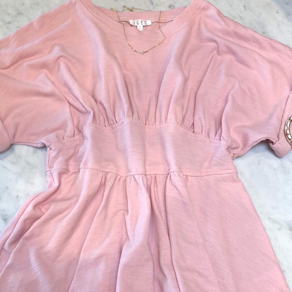 SOLD! Pink Peplum Short Sleeve Top
